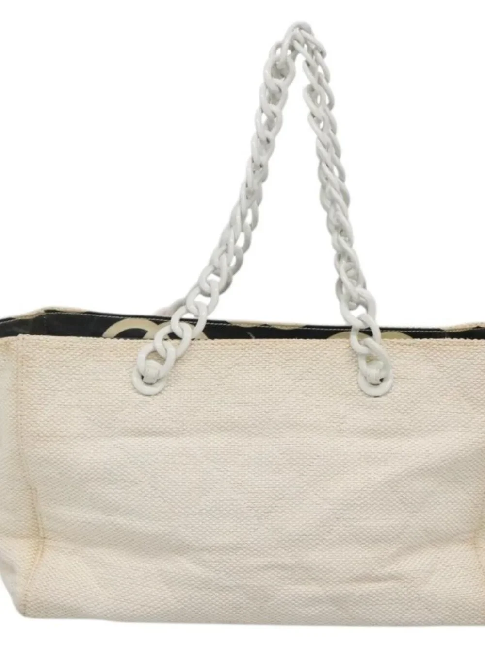 CHANEL Matelasse Chain Shoulder Bag Straw White Gold CC Auth 142166